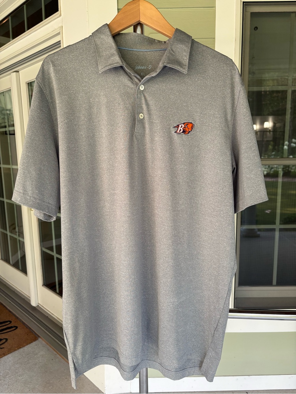 johnnie-O Bucknell Gray Polo with Orange and BlackEmbroidered Logo